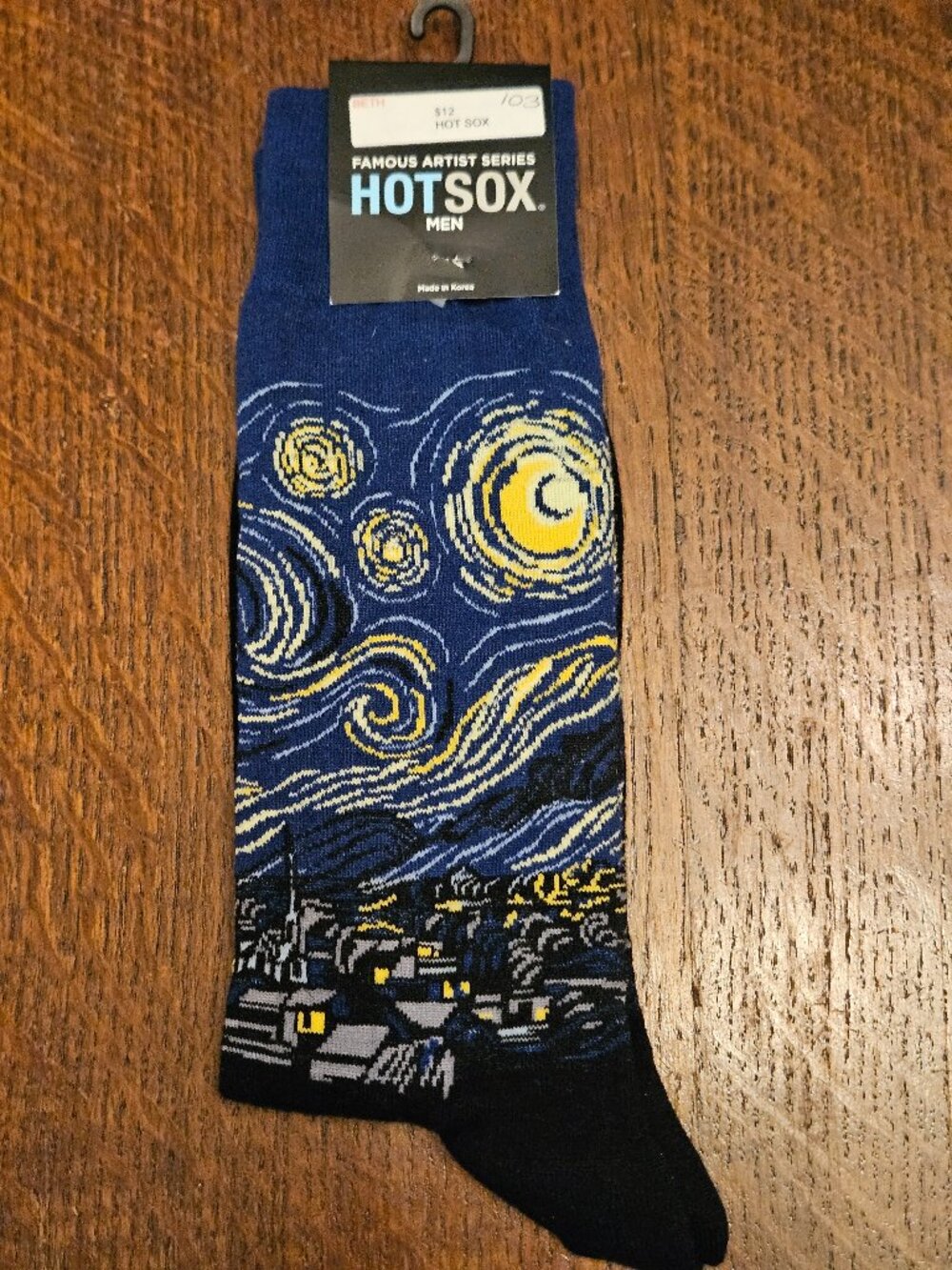 Men's Hot Sox Vincent Van Gogh Starry Night  Crew Socks